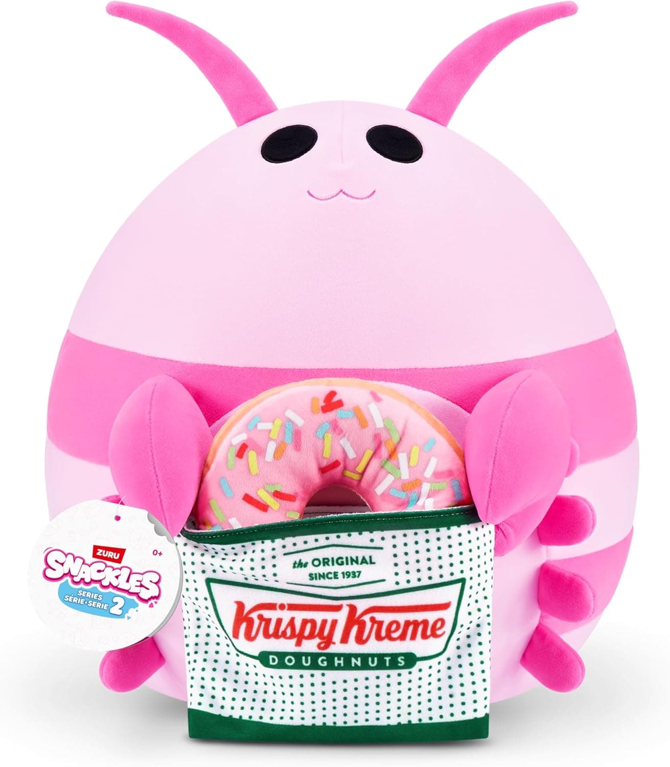 Snackles Lily | Peluche macio de 20 cm com acessório de snack Krispy Kreme