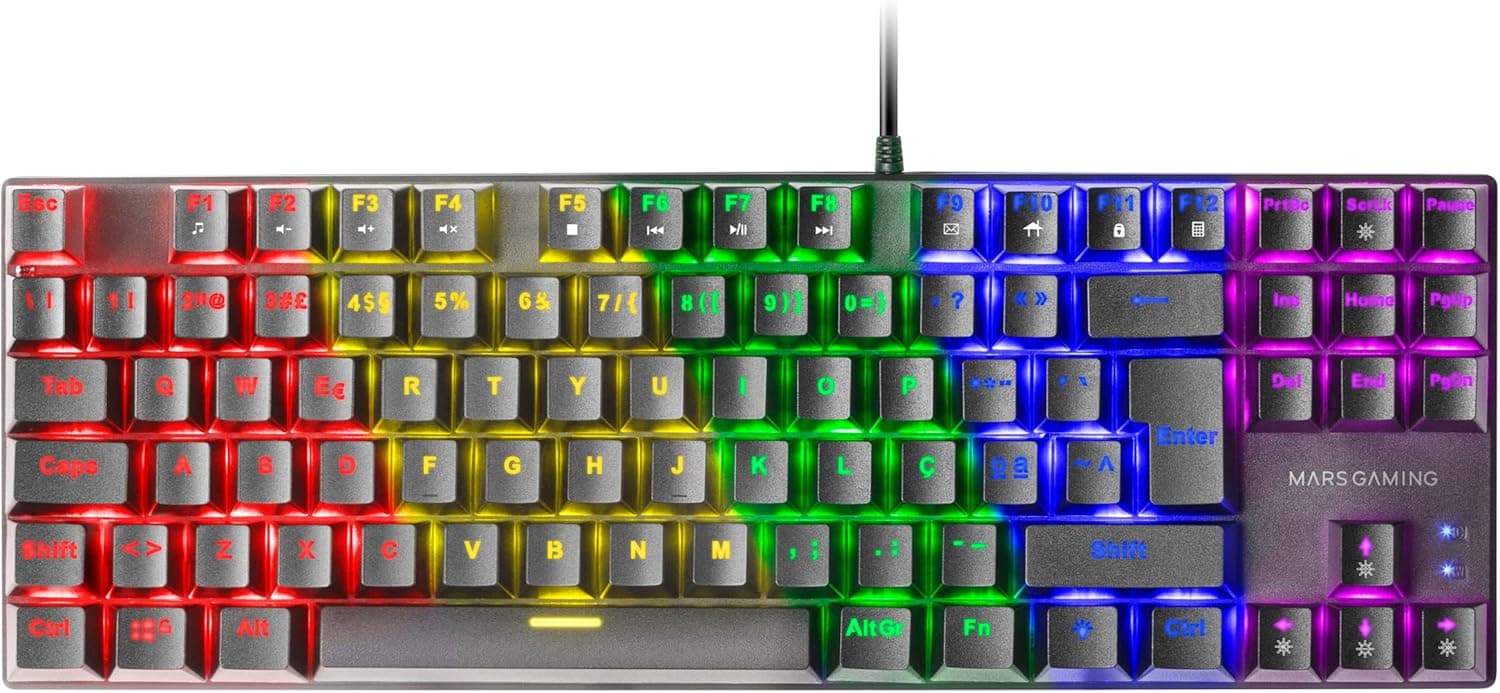Mars Gaming MK80 | Teclado mecânico TKL compacto com iluminação RGB e switches vermelhos em português