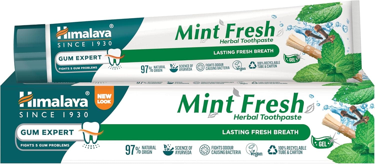 Himalaya Herbals Mint | Pasta de dentes com ingredientes ativos para gengivas saudáveis e hálito fresco, 75 ml