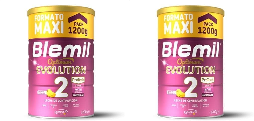 Blemil 2 Optimum Evolution | 1200 g | leite de continuação em pó para bebé a partir dos 6 meses - formato de poupança (embalagem de 2)