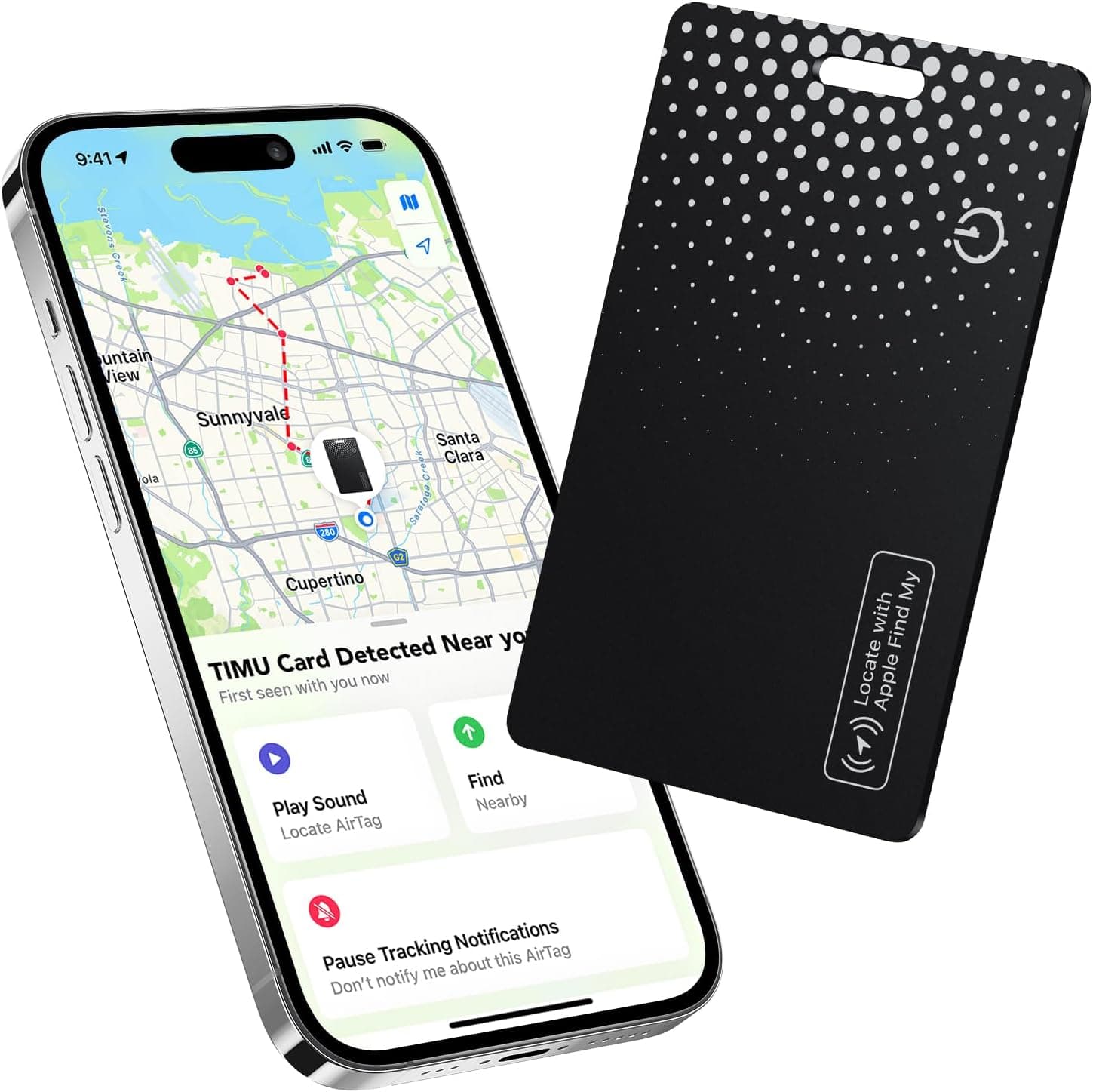 Timu Smart Air Tag Card | Localizador Bluetooth ultrafino e impermeável compatível com iOS para carteira e bagagem