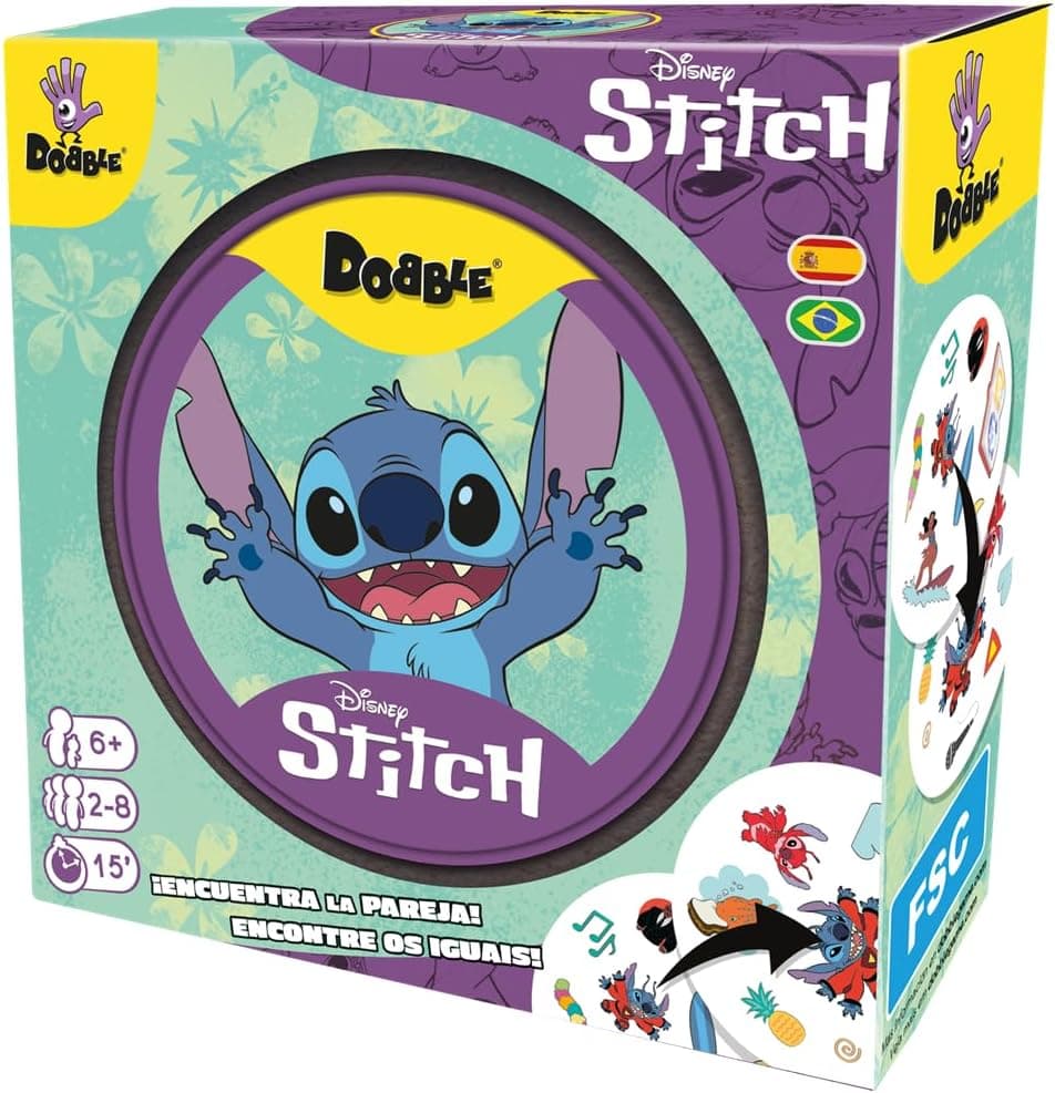 Zygomatic | Duplo Disney Stitch | Jogo de cartas de observação e velocidade para crianças e adultos, a partir de 6 anos, 2 a 8 jogadores, 15 minutos por jogo, multilinguagem (inclui espanhol)