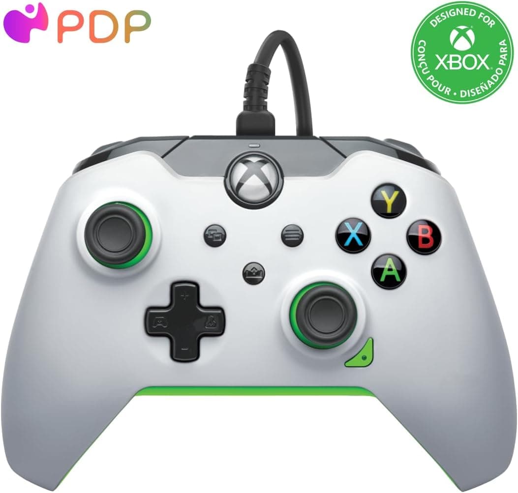 PDP Wired Video Game mando Neon White for Xbox Series X|S, Gamepad, Gaming comando, Xbox One, Officially Licensed