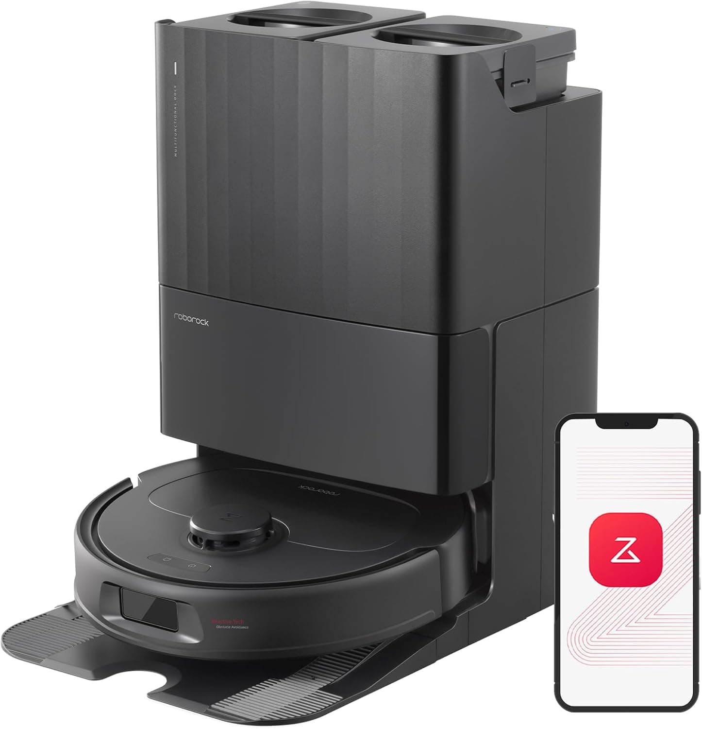 roborock Qrevo S Robot Aspirador e limpa-chão, 7000 Pa, funções automáticas de vácuo, lavagem, secagem, limpeza de base e auto-enchimento, mapeamento 3D, aspirador robot preto