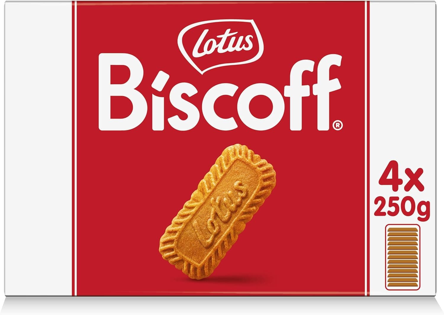 Lotus Biscoff Biscoff Biscoff | ingredientes de origem natural, vegano, sem corantes nem armas adicionados, 4 x 250 g, 1 kg