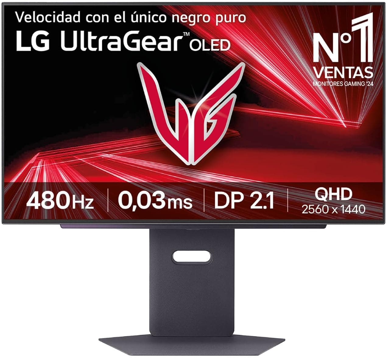 LG 27GX790A-B Ultragear Monitor, 26.5'', OLED, 2560x1440, 480Hz, 0.03ms, G-Sync Compatible and FreeSync Premium Pro, Pivotable, Grayish Purple Black 27" 480Hz-IA Sound