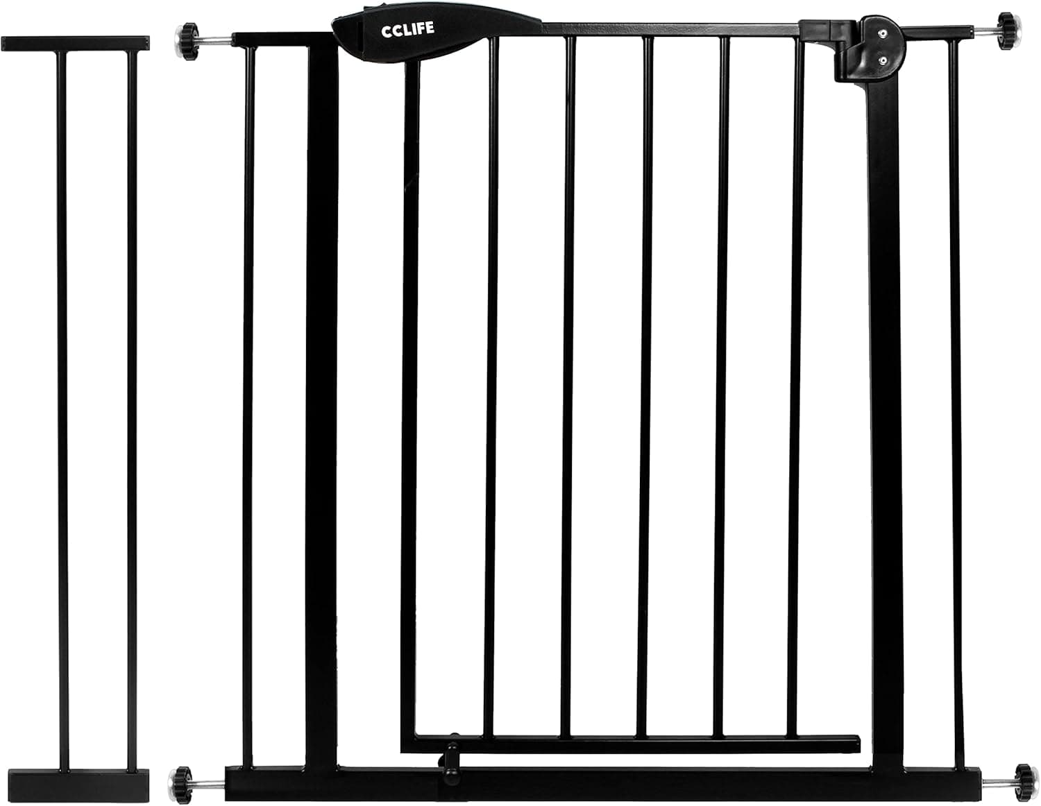 CCLIFE Porta de segurança barreira segurança crianças barreira infantil barreira de segurança infantil escada, cor: preto com extensão 89-99 cm