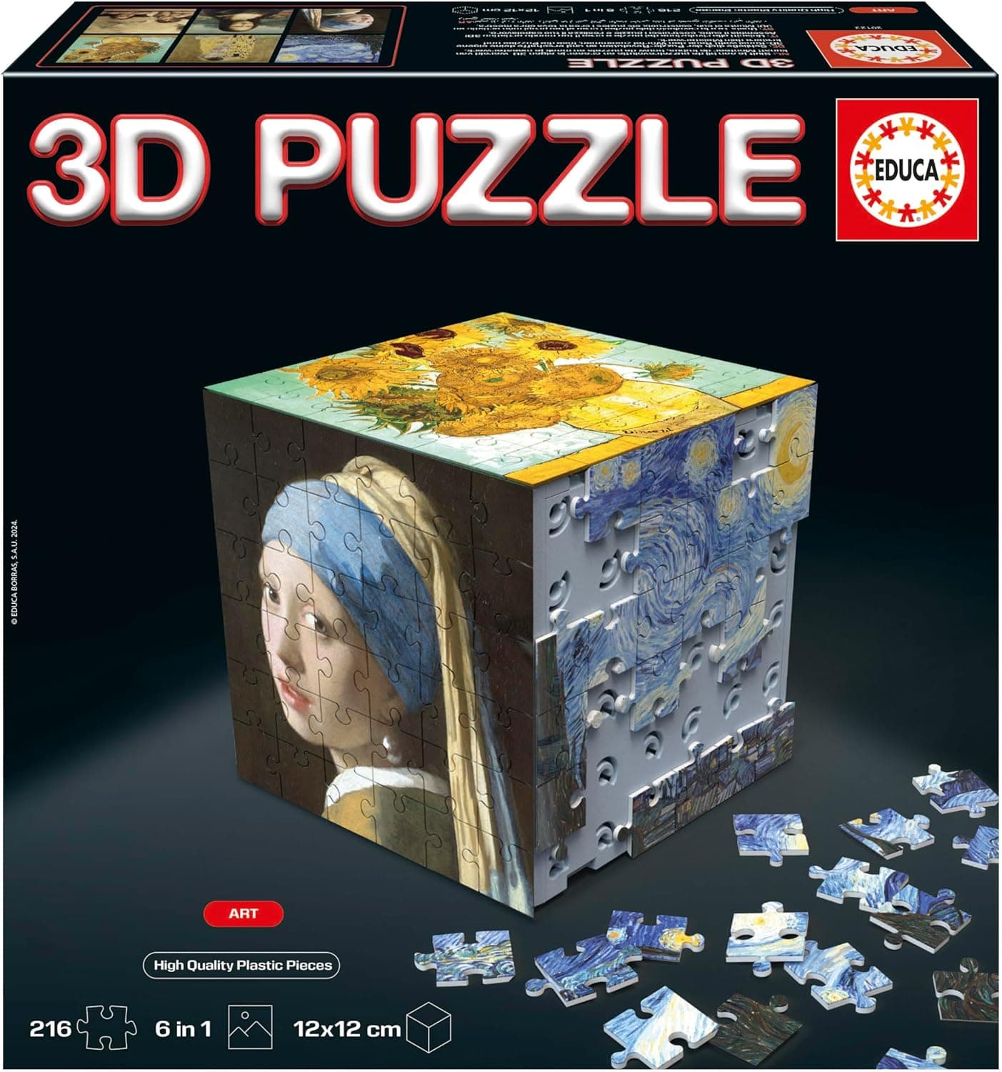 Educa 3D Puzzle Arte | Puzzle 3D em cubo com 216 peças para crianças a partir dos 14 anos