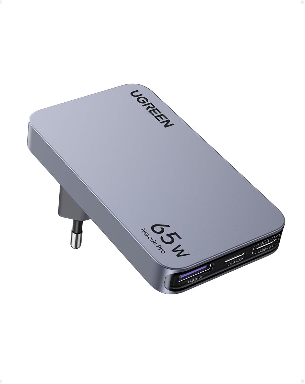 UGREEN Nexode Pro Carregador Ultra Slim 65W, adaptador de corrente de viagem universal compatível com Galaxy S24/S23, MacBook, iPad, iPhone 16/15/14/13, Steam Deck, etc