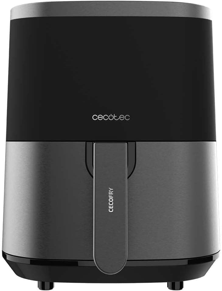 Cecotec Frigideira de ar sem óleo de 4 l, Cecofry Fantastik Inox 4000 Air Fryer 1400 W, compacta, painel de controlo tátil, 9 menus, tecnologia PerfectCook, 80-200 graus C, tempo ajustável 