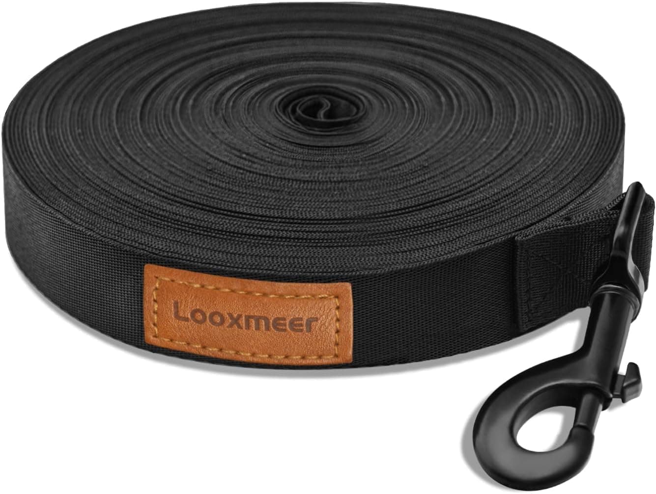 Looxmeer Trela de cão comprida, 3 m / 5 m / 7 m / 10 m / 15 m / 20 m / 25 m / 30 m trela de treino para cães, corda extra comprida cães, resistente para acampar passeio treino, preto