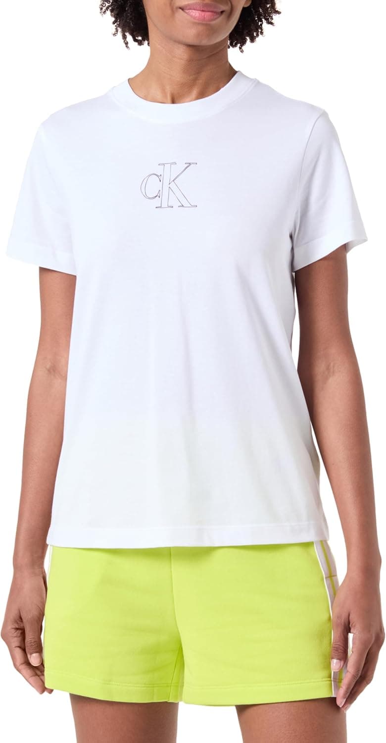 Calvin Klein Jeans T-shirt de manga curta mulher outlined regular gola redonda