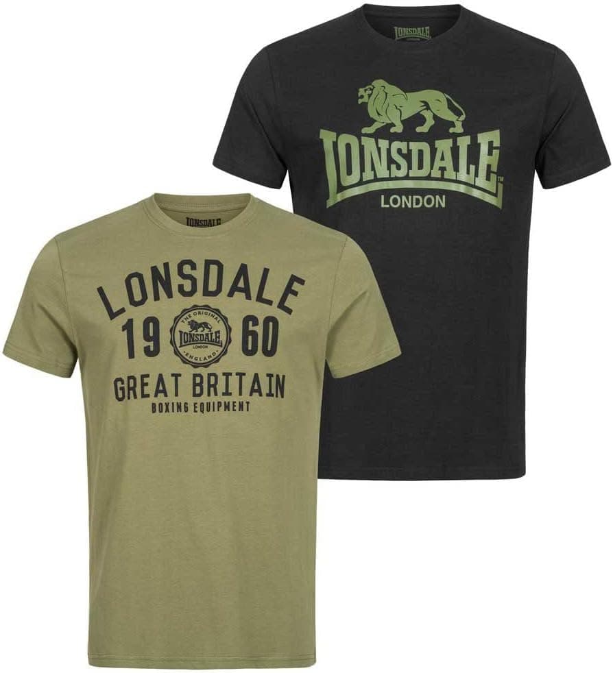 Lonsdale Bangor Double Pack t-shirt para homem, pack de 2