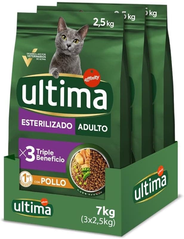 Ultima | Ração seca para gatos adultos esterilizados com frango 3 x 2,5 kg