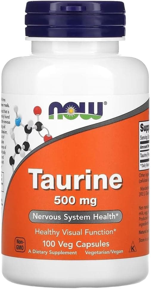 Now Foods Taurina 500 mg Taurina 500 mg | Aminoácido para apoiar a saúde do coração e da energia - 100 cápsulas