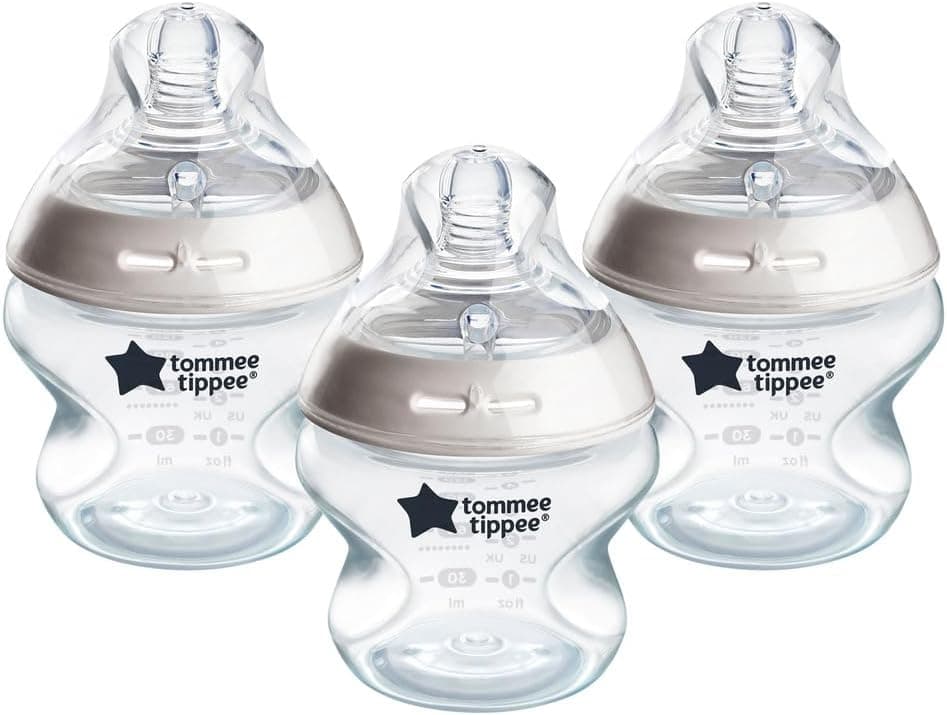 Tommee Tippee Biberões, biberão anticólicas Natural Start, 150 ml, com tetina anatómica para aderência natural, válvula anticólica, embalagem de 3