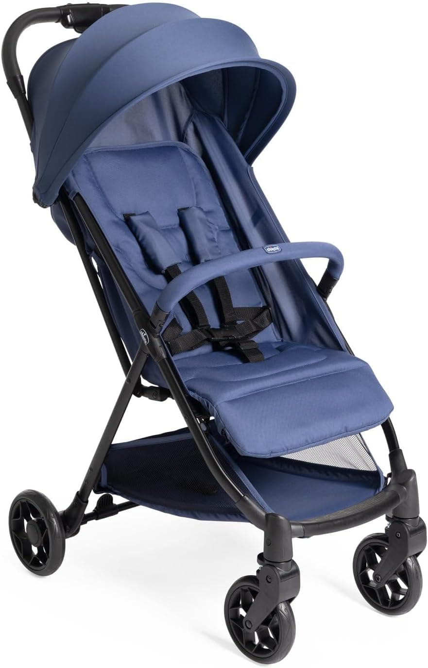 Chicco Urbino, cadeira de passeio para bebé, desde o nascimento até 22 kg, carrinho leve com fecho inteligente e compacto, capacho extensível com proteção UV50, encosto ajustável e reclinável, azul