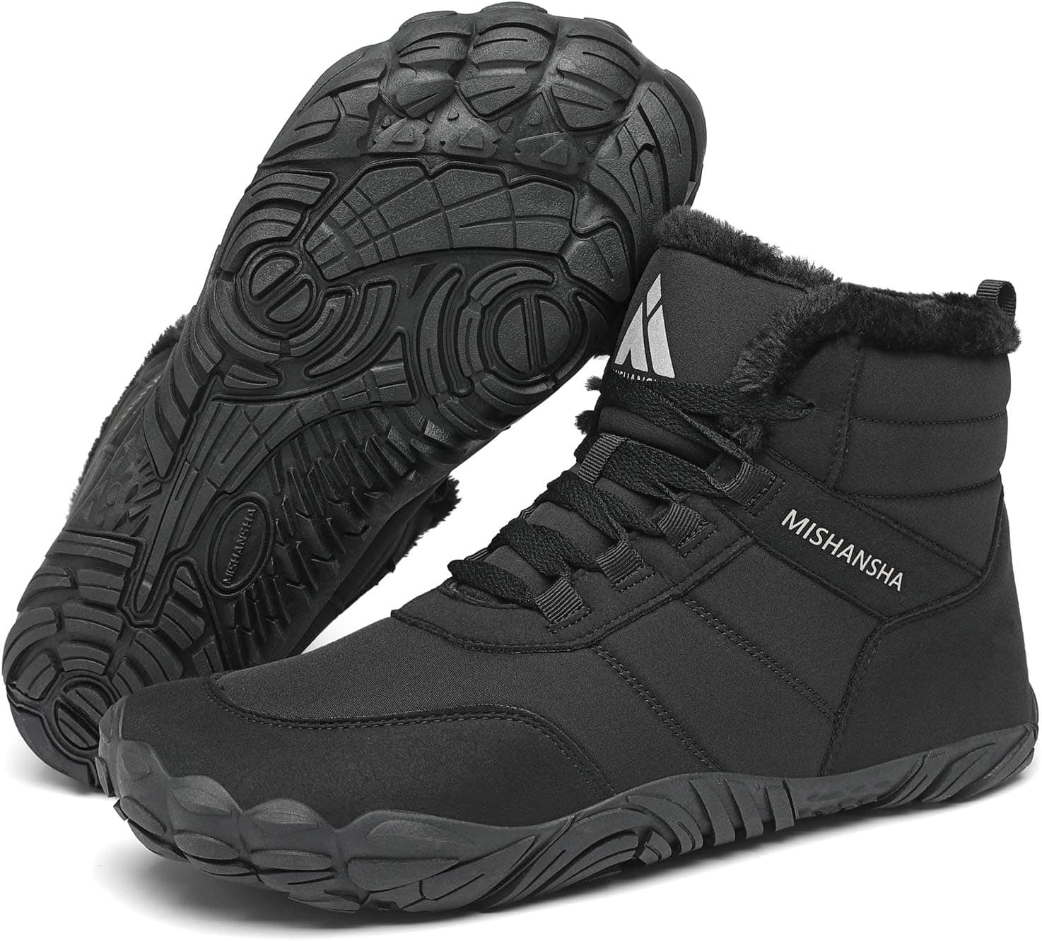 Mishansha Botas de inverno unissexo com forro quente e repelente de água 