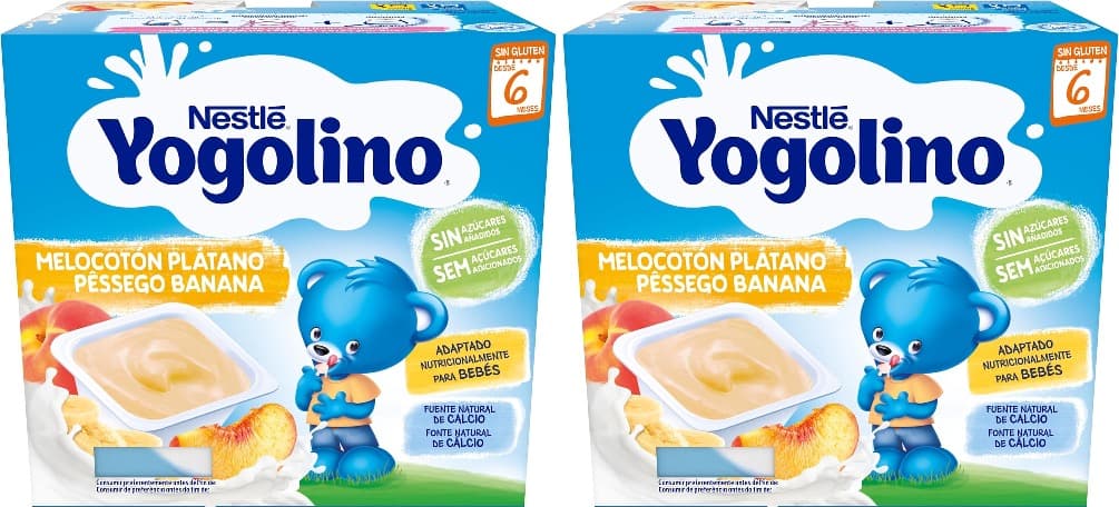 Yogolino Pêssego banana sem açúcar adicionado, 6 meses, 4 x 100 g x 2