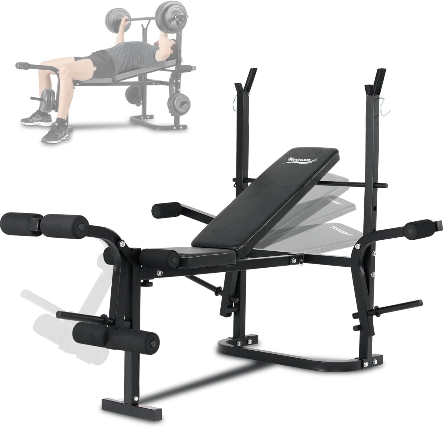 Novonova Banco de pesos muscular ajustável dobrável, multifuncional inclinável banco musculação em casa, banco de músculos dobrável até 150 kg