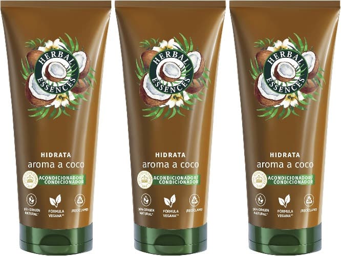 Herbal Essences Aroma Coco Hidratante Condicionador, 250 ml, hidratação para cabelo muito seco x3