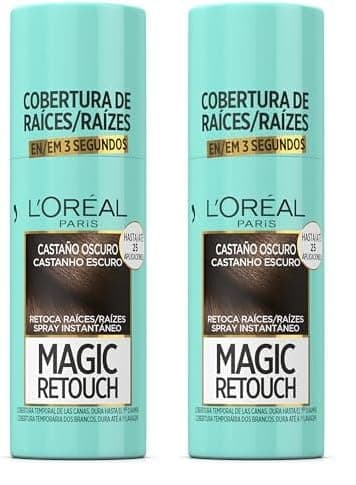 L'OREAL PARIS Magic Retouch Spray Retoca raízes, castanho-escuro 75 ml (embalagem de 2)