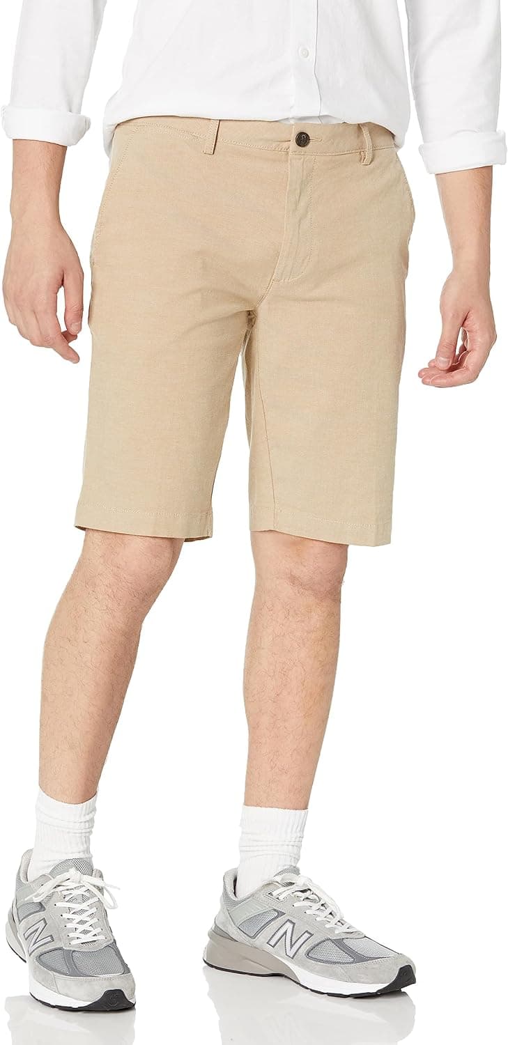 Amazon Essentials Calções Oxford elásticos, confortáveis, leves, de 28 cm e ajuste ajustado (anteriormente Goodthreads) para homem