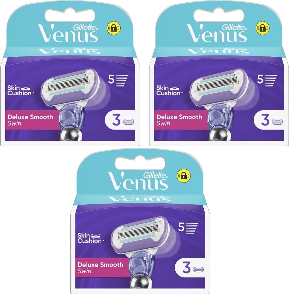 Venus Deluxe Smooth Swirl Lâminas de substituição para máquina de depilação, 3 unidades x 3