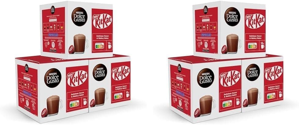 NESCAFÉ Dolce Gusto Kitkat, bebida de chocolate, 3 embalagens de 16 cápsulas, total 48 cápsulas (embalagem de 2)