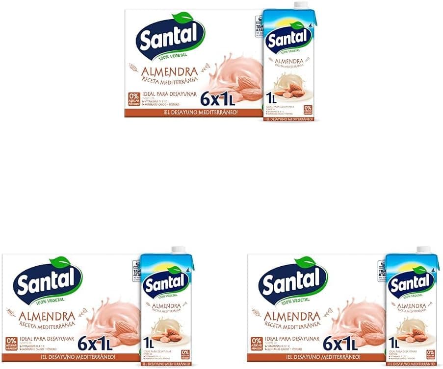 Santal Bebida vegetal de amêndoa sem adição de açúcar, 1L x 18