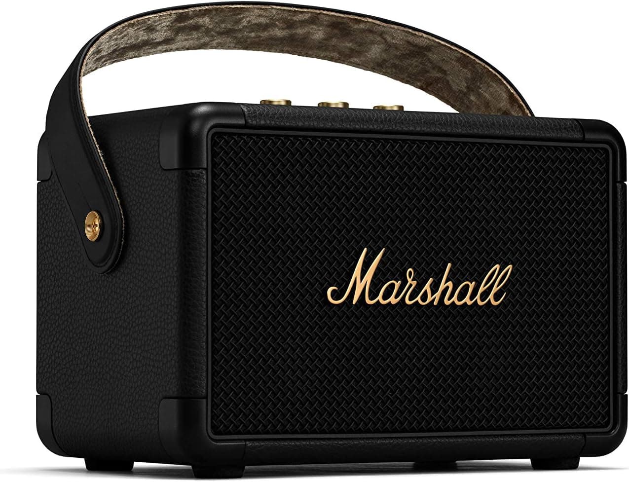 Marshall Kilburn II Coluna de som portátil Bluetooth, preta e latão, Kilburn II