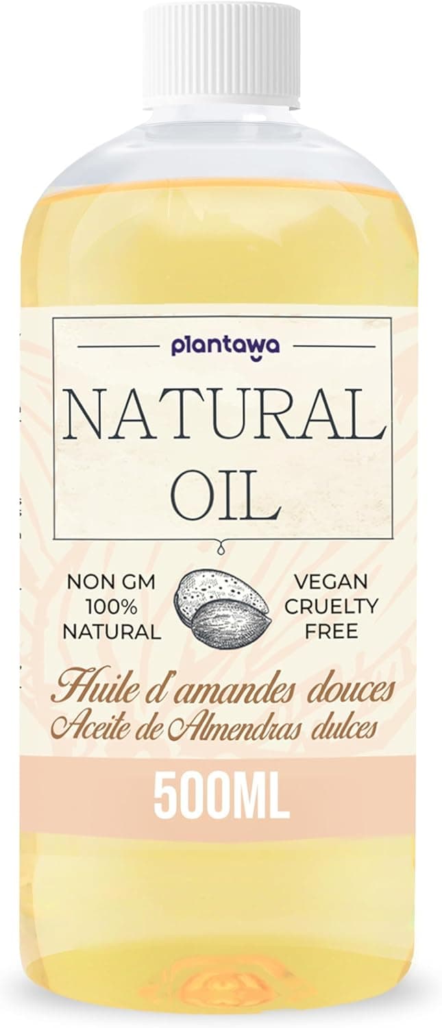 Plantawa Óleo de amêndoa doce 500 ml, óleo corporal 100% puro e natural, ideal para gravidez e estrias, óleo de massagem com máxima absorção, hidratante corpo, pele, cabelo e fornece vitamina E