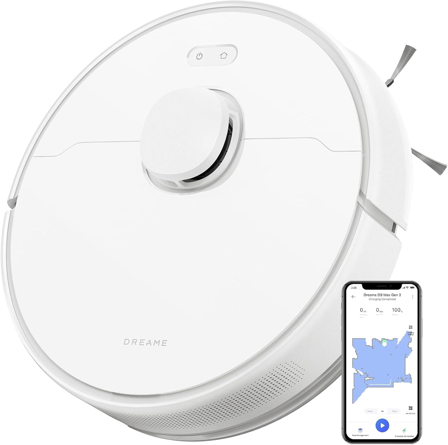 DREAME D9 MAX Gen 2 Robot aspirador e esfregona de chão, 6000 Pa Robot aspirador de pó, navegação LDS, vários mapas, adequado para pisos, tapetes, pelo de animais de estimação, WiFi-Alexa