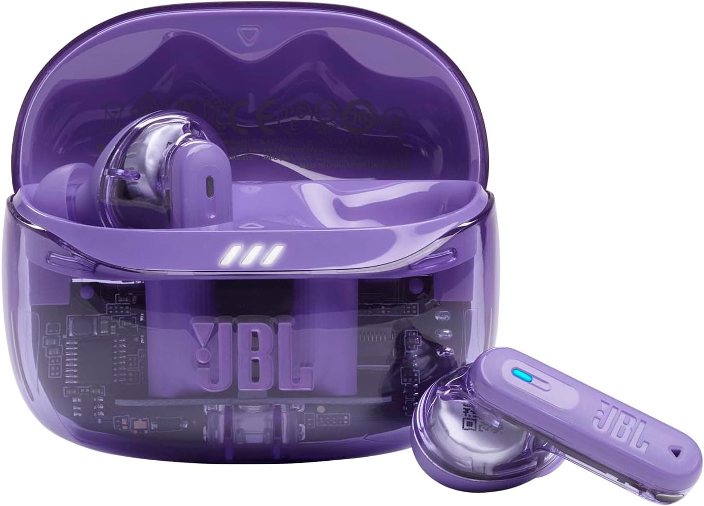 JBL Tune Beam Ghost 2, auriculares sem fios com cancelamento de ruído e Bluetooth, até 48 horas de autonomia, IP54 resistentes à água e ao pó, design ergonómico, Purple Ghost