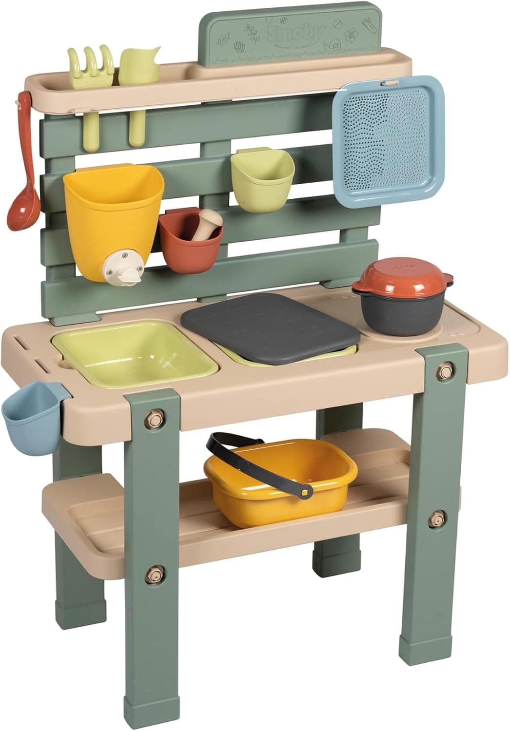 Smoby Life Clay Kitchen 7600840208 | Cozinha de brincar para crianças com 11 acessórios depósito de 1 L e tabuleiros removíveis