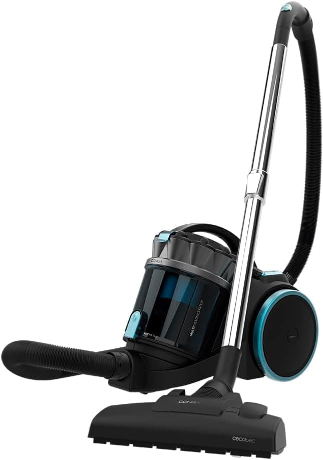 Cecotec Aspirador de trenó Conga Rockstar Multicyclonic XXL, animal Plus, sem bolsa, 800 W, 20 kPa, MultiCyclonic System, EasyMove, tubo telescópico