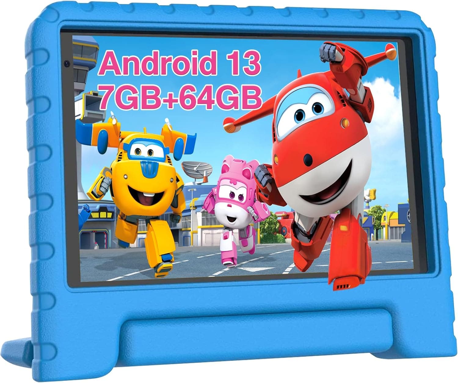 Tablet para crianças, tablet Android de 13, 7 polegadas Tablets, 7 GB RAM + 64 GB ROM, WiFi, GPS, BT 5.0, tátil HD, TUV Certificação, jogos educativos infantis, controlo parental, com capa EVA, azul