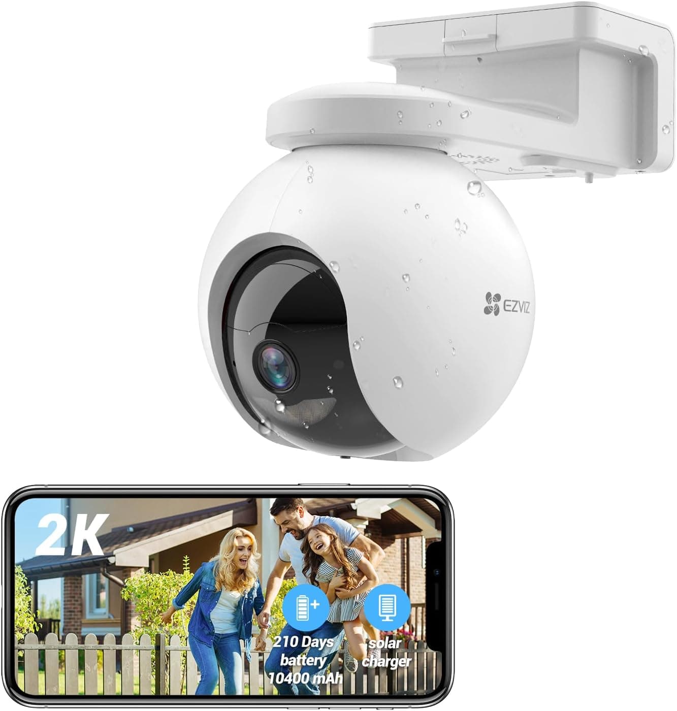 EZVIZ 2K câmara de vigilância exterior Wi-Fi sem fios 3MP câmara de bateria duração de 210 dias de 10400 mAh, áudio bidirecional, detecção inteligente de pessoas, visão noturna colorida, CB8