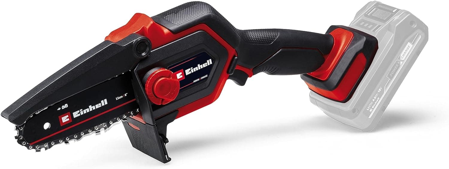 Einhell Motosserra para ramos com bateria GE-PS 18/15 Li BL-Solo Power X-Change (18 V, sem escova, comprimento de corte de 12,5 cm, troca de espada e corrente sem ferramentas, sem bateria)