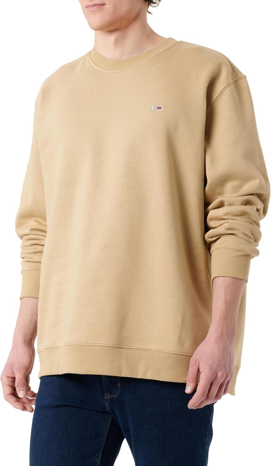 Tommy Jeans Camisola de homem regular Fit Flag Fleece com gola redonda