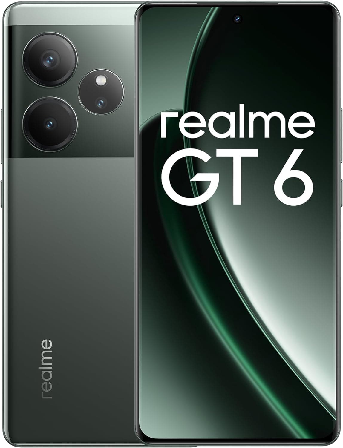 realme GT 6 5G Telemóvel 12 + 256 GB, processador Snapdragon® 8s de 3.ª geração, ecrã ultrabrilhante de 6000 nits, câmara Sony LYT-808 com OIS, carregamento SUPERVOOC de 120 W, verde, sem adaptador