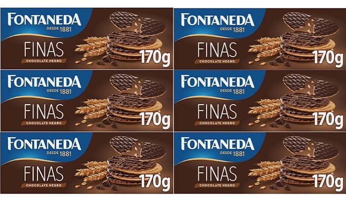Fontaneda Biscoitos Digestive encanamento fino cobertos com chocolate preto, 170 g x 6