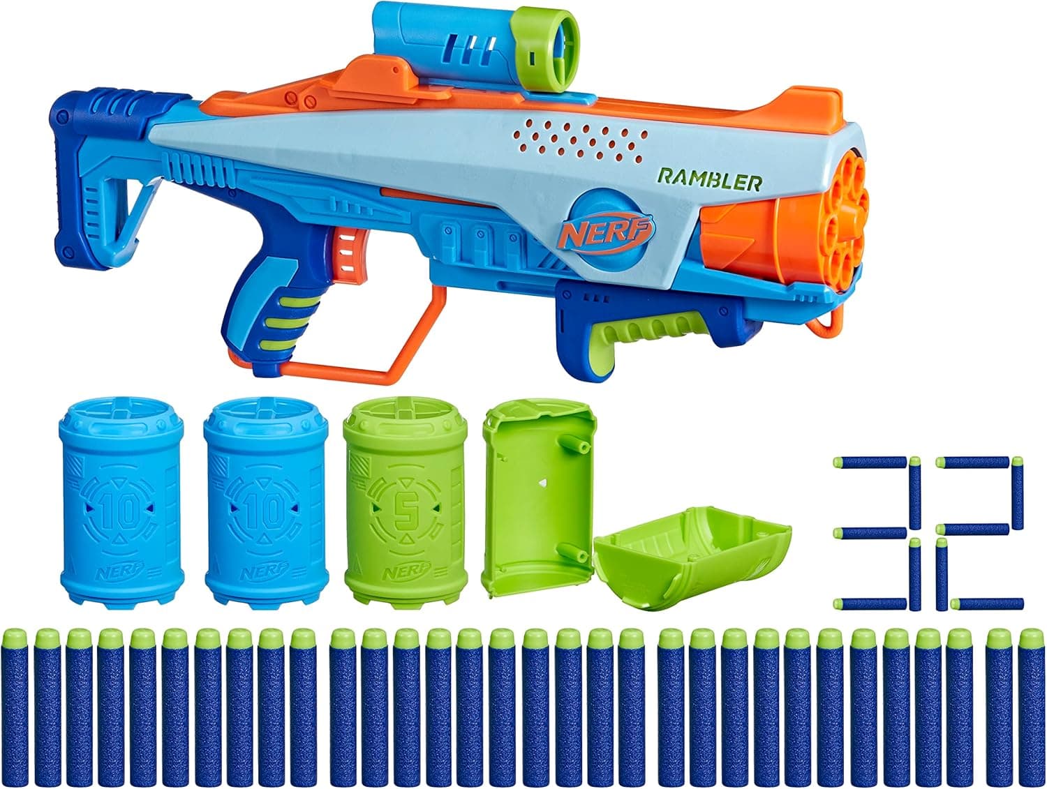 Nerf Elite Junior - Conjunto inicial - lançador Easy Play, 32 dardos Elite, 4 objetivos, exclusivo na Amazon