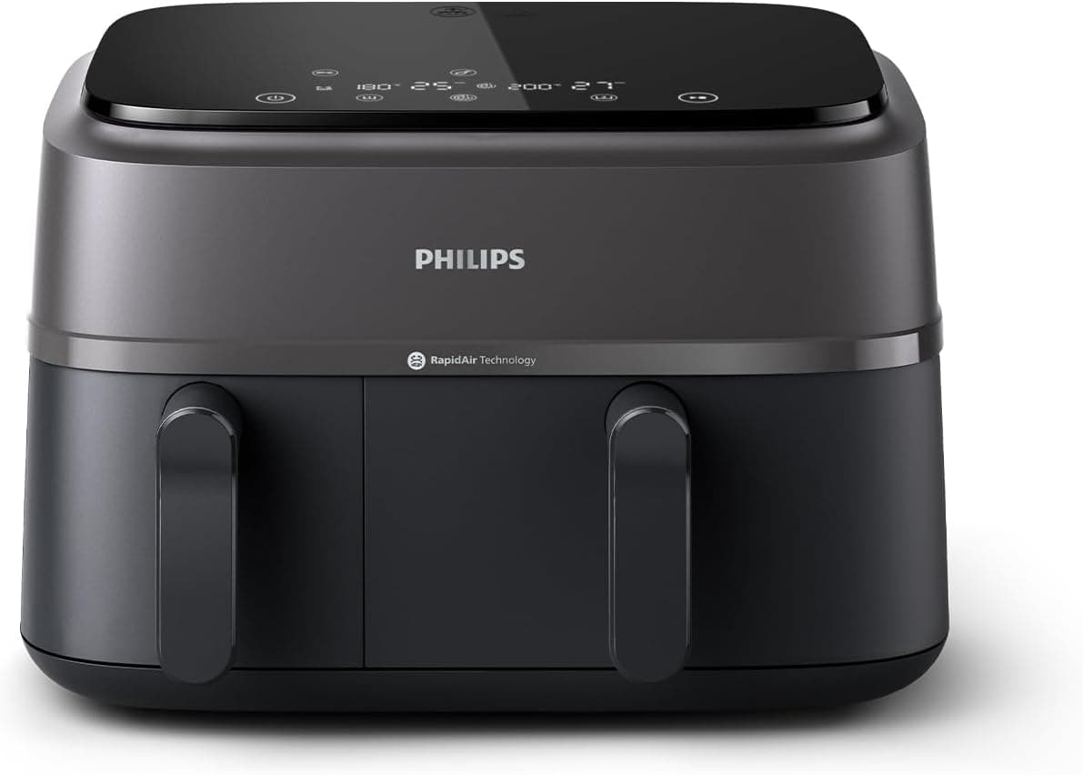 Philips Airfryer DualBasket, cozinha saudável, rápida e versátil, capacidade de 9 l, ecrã tátil, design com 2 cestas, (NA350/00)