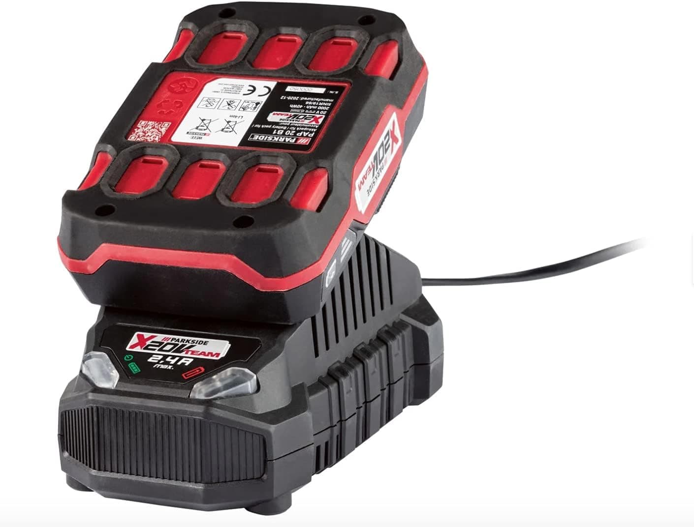 Parkside X20V Team 2Ah | Bateria e carregador com tecnologia de equilíbrio ativo de células