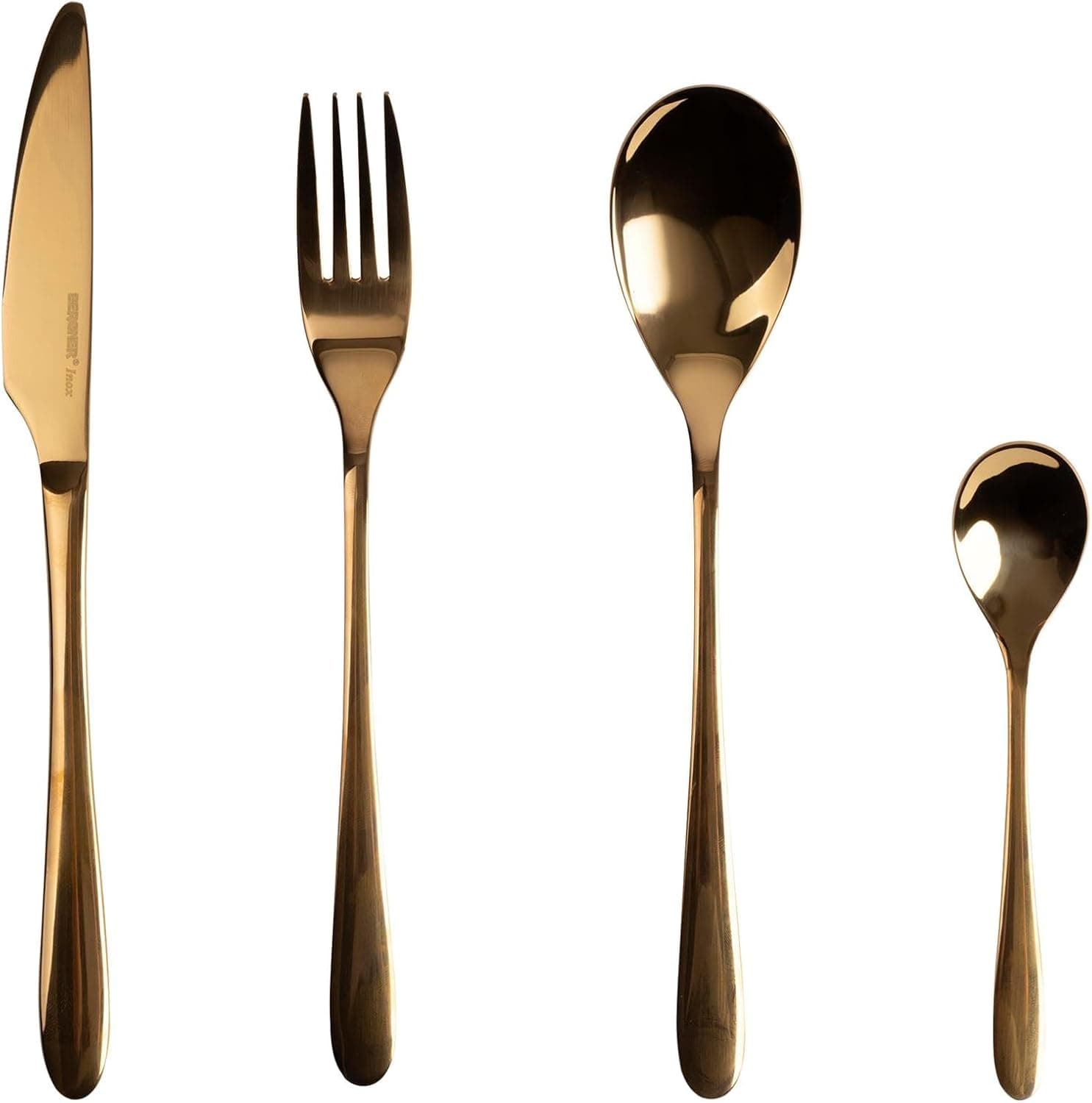 BERGNER PRAGA, talheres de aço inoxidável de 16 peças, inclui 4 facas, 4 colheres, 4 garfos, 4 colheres, acabamento elegante em preto, duradouro e elegante para todas as ocasiões