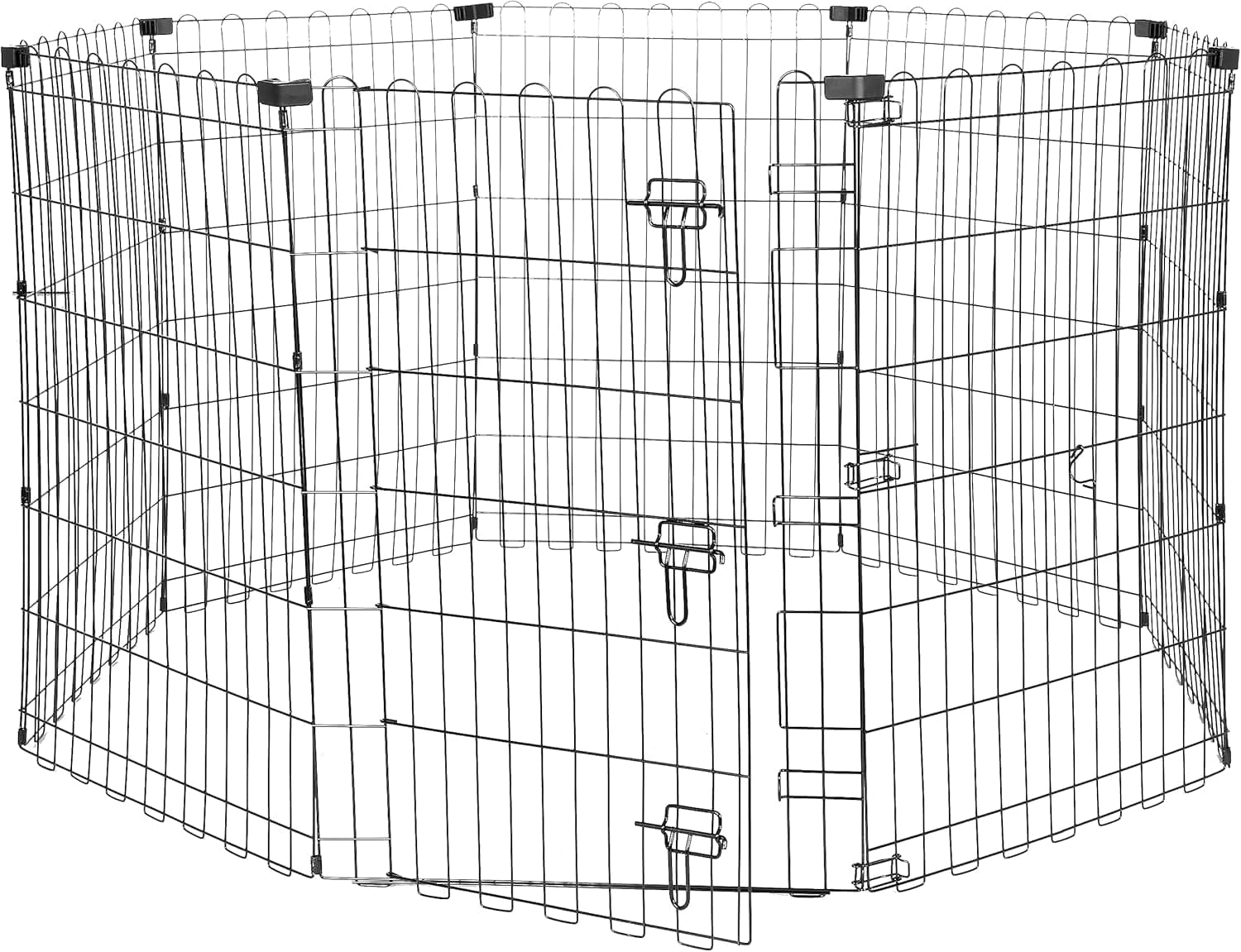 Amazon Basics - Parque de metal dobrável para cães e animais de estimação de 91 cm, com porta preta octogonal