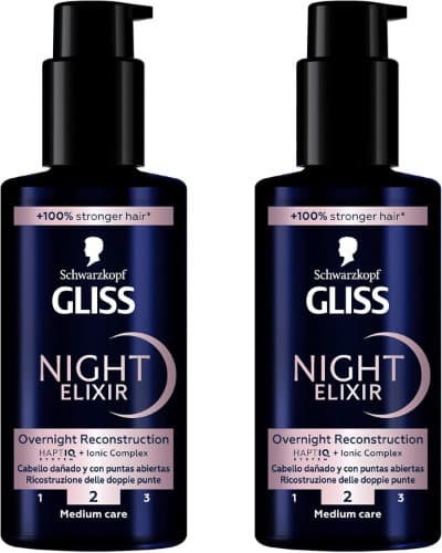 Gliss Night EliSJFS Split H Olha para tratamento máscara de cabelo, 100 ml x 2