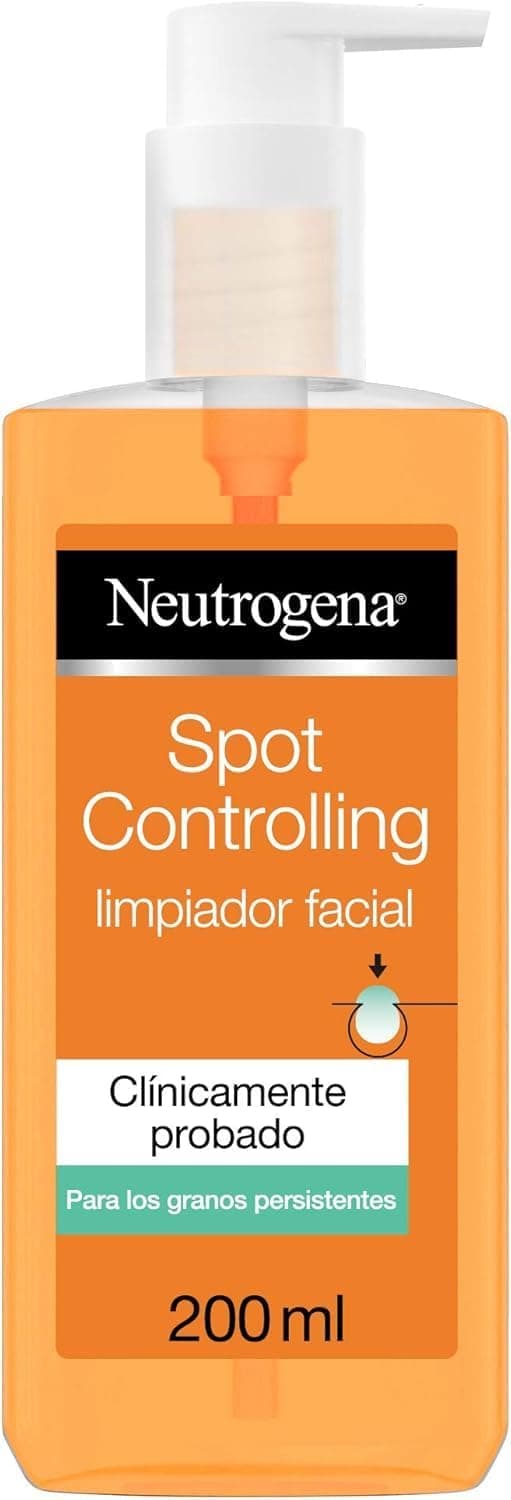 Neutrogena Spot Controlling Limpador facial (1 x 200 ml), gel de limpeza facial com ácido salicílico para pele propensa a acne, sabão facial para espinhas persistentes