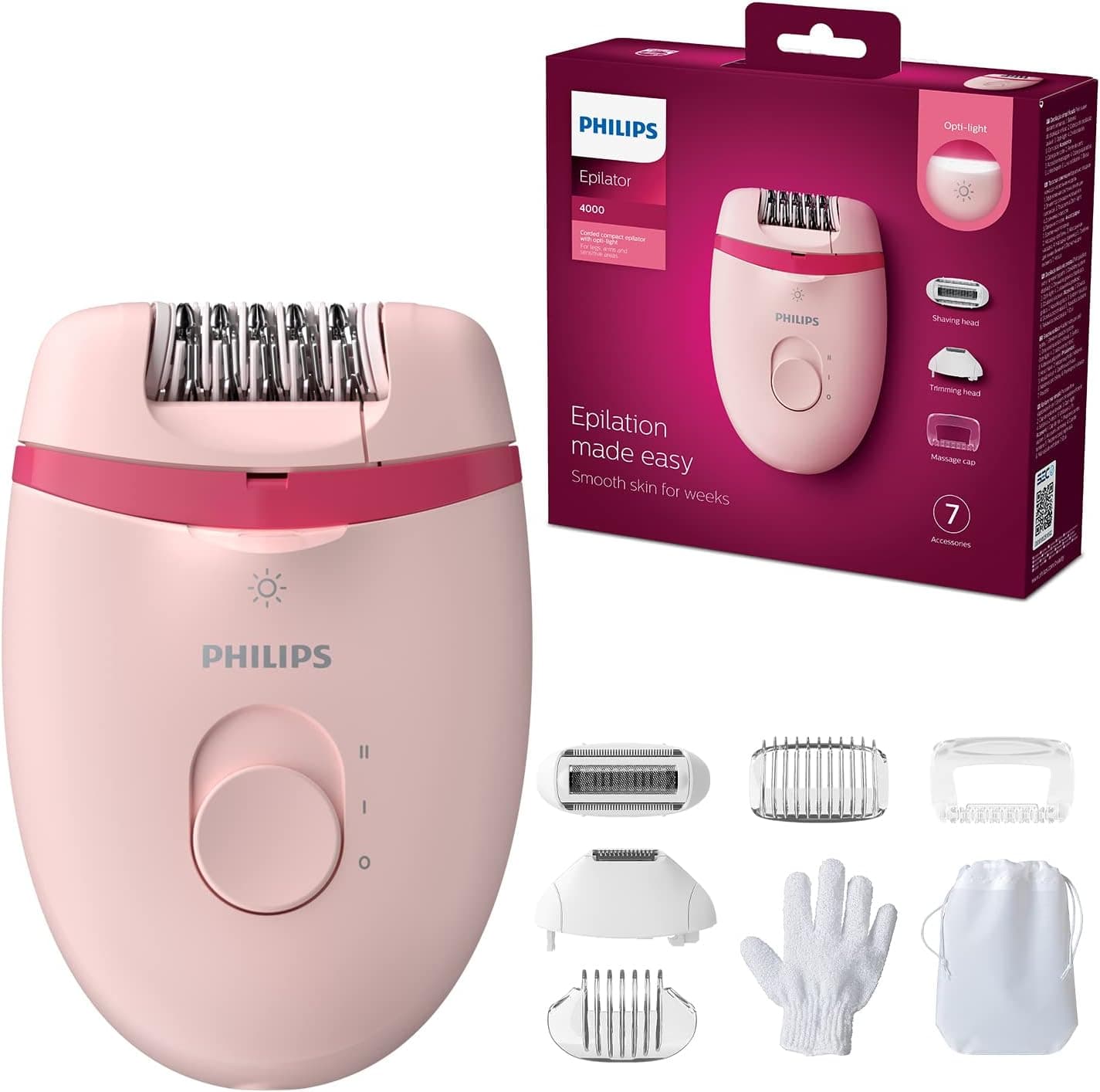 Philips Satinelle BRE285/00 - Depiladora com cabo com 5 acessórios